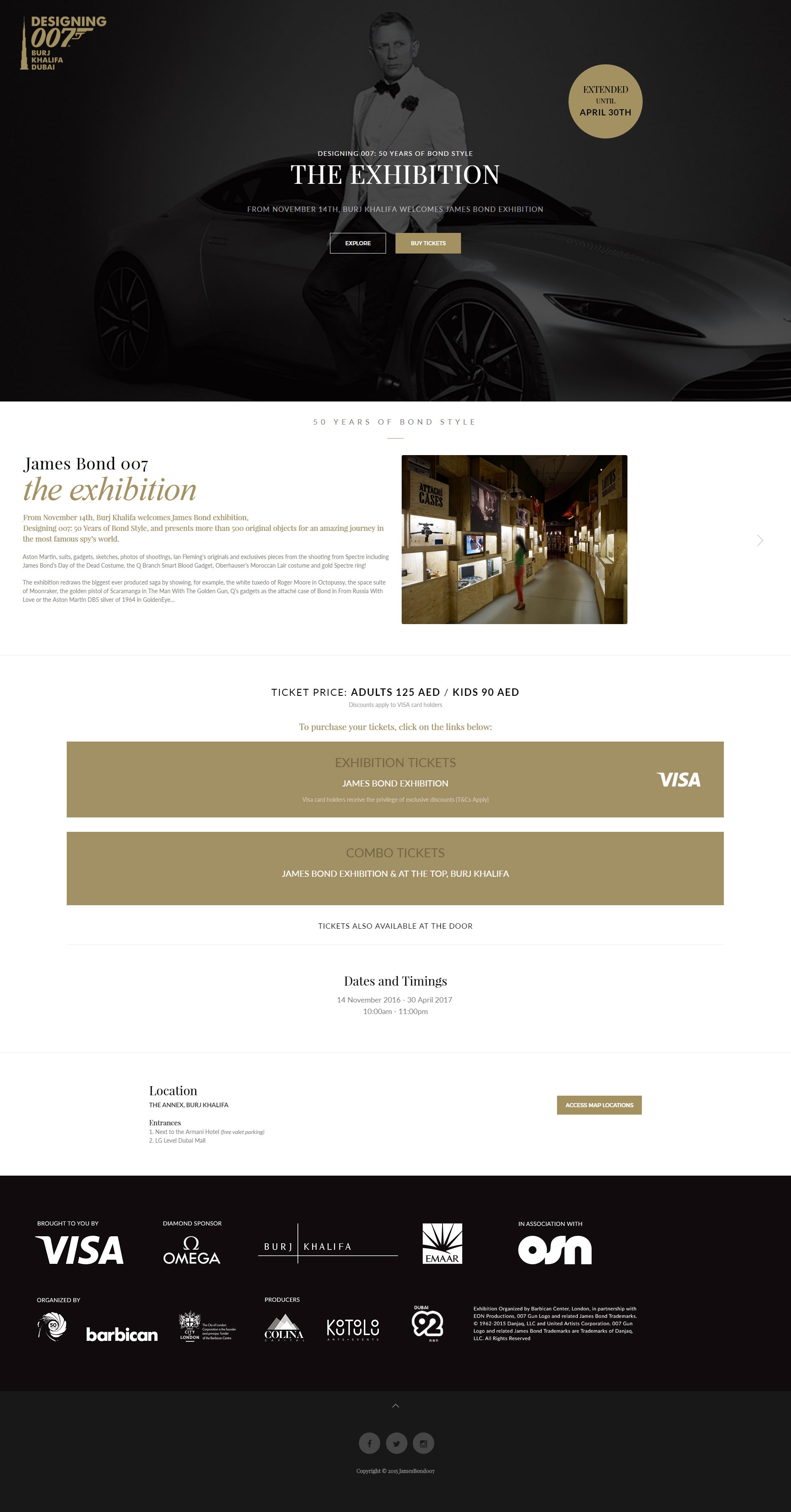 James Bond Exhibiton Website Development Project - Nexa, Dubai