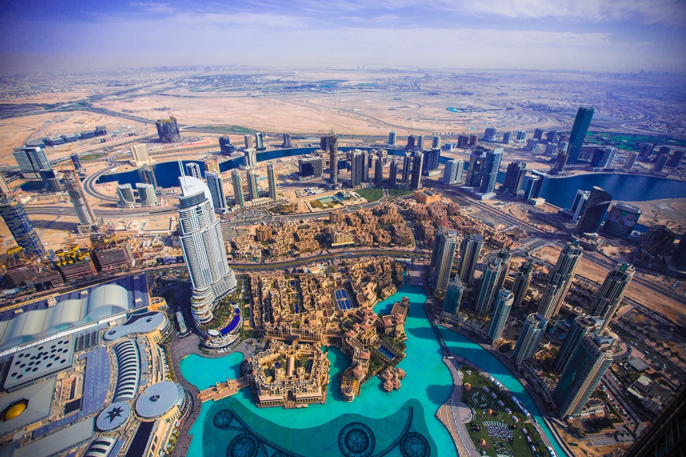 Landscape Photography by Nexa, Aerial view of Downtown Dubai
